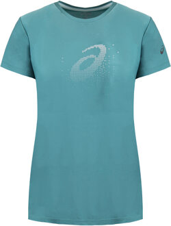 ASICS Logo Dames Teal T-shirt Blauw