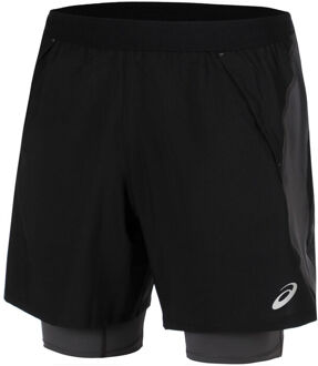 ASICS Road 2in1 7in Hardloopshorts Heren-Zwart - S,M,L,XL,XXL