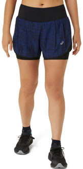 ASICS Road All Over Print 2in1 3'' Short Dames navy - XL