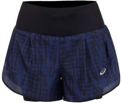 ASICS Road AOP 2in1 3.5in Hardloopshorts Dames-donkerblauw, zwart - XL