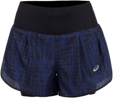 ASICS Road AOP 2in1 3.5in Hardloopshorts Dames-donkerblauw, zwart - XS
