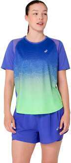 ASICS Road Fade Hardloopshirt Dames-blauw, groen - S