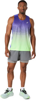 ASICS Road Fade Singlet Heren blauw/groen