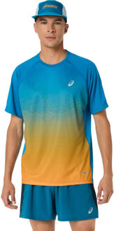 ASICS Road Fade T-Shirt Heren blauw/oranje - XL
