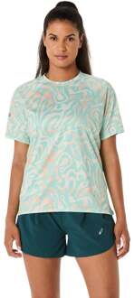 ASICS Road Lite-Show Hardloopshirt Dames-Mint,Veelkleurig - S