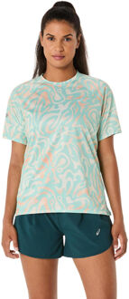 ASICS Road Lite-Show Hardloopshirt Dames-Mint,Veelkleurig - S