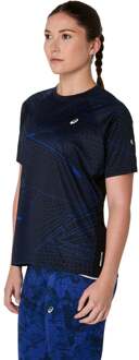 ASICS Road Lite-Show Hardloopshirt Dames-Zwart,Donkerblauw - XL