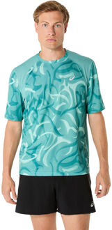 ASICS Road Lite-Show Hardloopshirt Heren-Turkoois,Veelkleurig - XL