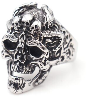 Asjerlya Vee Demon Skull Ring 316L Rvs Animal Ringen Voor Mannen Dominant Ring Zilver Kleur Sieraden Voor Hem 11