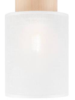 Asolita plafondlamp stoffen kap wit wit, licht hout