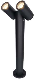 Aspen double LED sokkellamp 45cm - Kantelbaar - incl. 2x GU10 - 4000K Neutraal wit- IP65- Zwart - Buitenlamp geschikt als padverlichting