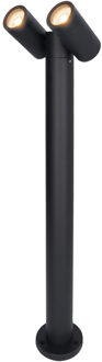 Aspen double LED sokkellamp 60cm - Kantelbaar - incl. 2x GU10 - 2700K Warm wit- IP65- Zwart - Buitenlamp geschikt als padverlichting
