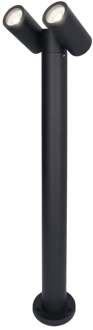 Aspen double LED sokkellamp 60cm - Kantelbaar - incl. 2x GU10 - 6000K Daglicht wit- IP65- Zwart - Buitenlamp geschikt als padverlichting