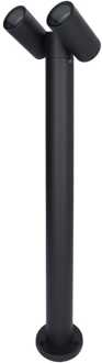 Aspen Dubbel LED sokkellamp - 60cm - Kantelbaar - IP65 waterdicht - 2x GU10 fitting - Padverlichting - Tuinspot - Zwart - Staande buitenlamp