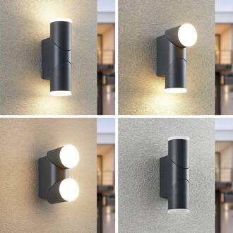 Aspyn LED buiten wandlamp, 2-lamps donkergrijs (RAL 7016)