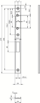 Assa abloy N6503 Sluitplaat | RVS 24x270x6mm lip 40mm U-vormig | geschikt voor E-opener profix2DM| DR 2+4 - 10049738