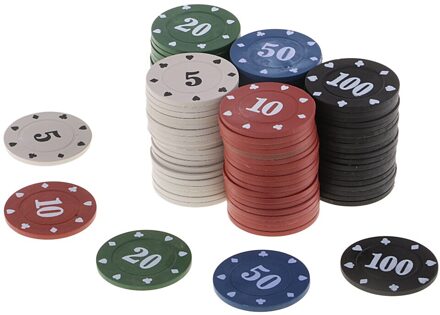Assorted 5 10 20 50 100 Poker Chips Prop Accessory 4-gram Tokens With Case