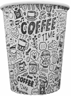 Assortment of paper cups 75 PCS 7oz Coffee time