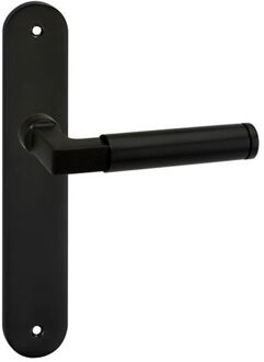 Aston Deurbeslag - Voor binnen - Ovaal deurschild met schroef- Aluminium/Zwart
