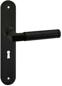 Aston Deurbeslag - Voor binnen - Ovaal deurschild met schroef en sleutelgat - Aluminium/Zwart