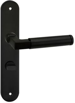 Aston Deurbeslag - Voor binnen - Ovaal deurschild met schroef en toiletsluiting - Aluminium/Zwart