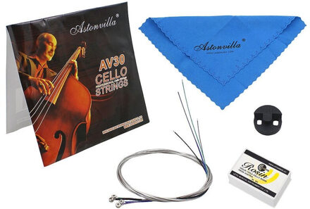 Astonvilla 4 Stuks Cello Reparatie Kits Cello Snaren + Reinigingsdoekje + Rosin + Mute Gitaar Muzikale Accessoires