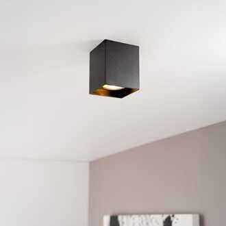 Astra nero by LUSENZ - Kubusvormige opbouwspot in volledig matzwart design met enkele lichtbron Mat zwart