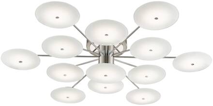 Astra plafondlamp, 13-lichts, nikkel mat nikkel, chroom, glanzend wit