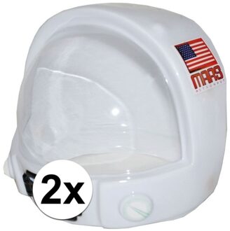 Astronautenhelm voor kinderen - 2x - Space Ruimte helm - wit - Plastic - Klitteband