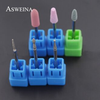 ASWEINA 6Pcs Diamond Keramische Steen Nagel Boor Set Nail Bestanden Roterende Elektrische Nail Gepolijst Manicure Mill Cutter Accessoires