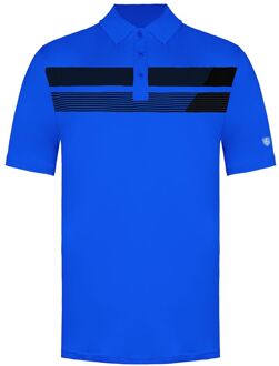 Asymetric Print Heren Blauw Golf Poloshirt - S