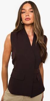 Asymmetrisch Gedetailleerd Op Maat Gemaakt Tank, Chocolate - 38