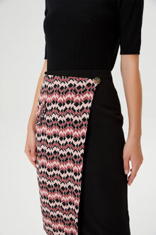 Asymmetrische bi-materiaal rok met voorpaneel Zwart - 2XS