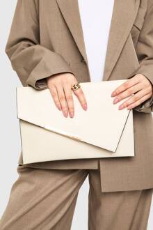 Asymmetrische Overvouwbare Grote Envelop Clutch Tas, Ecru - ONE SIZE