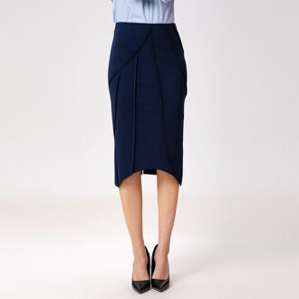 Asymmetrische rok met structurele lijnen Blauw