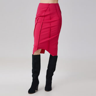 Asymmetrische rok met structurele lijnen - maat Fuchsia