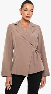 Asymmetrische Voorkant Getailleerde Blazer, Taupe - 36