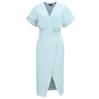 Asymmetrische zijde-dichtgeknoopte kruiskleedjurk Mint - S