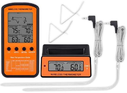 AsyPets Draadloze Afstandsbediening BBQ Thermometer Dual Probe Digitale Koken Vlees Voedsel Oven Thermometer voor Grillen Roker BBQ-30