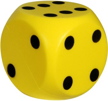 Atabiano Grote soft foam dobbelsteen geel 16cm (Sinterklaas dobbelspel)