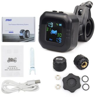 Atdiag Usb Solar Opladen Motorfiets Tpms Motor Bandenspanning Band Temperatuurbewaking Alarmsysteem Met 2 Externe Sensoren AT10