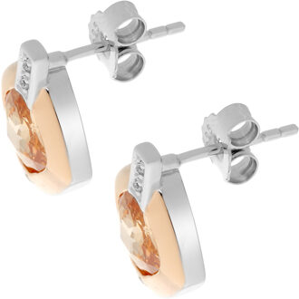 'Athena' Dames 925 Sterling Zilveren Stud Oorbellen - Zilver/Rosé ZO-7113 Zilver en roségoud