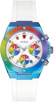 Athena Dames Horloge Blauw Wit Siliconen Guess , Multicolor , Dames - ONE Size