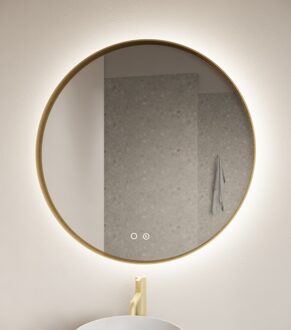 Athena ronde spiegel mat goud 120cm met verlichting en verwarming