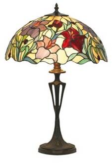Athina tafellamp in Tiffany stijl bruin, kleurrijk