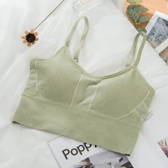 Athvotar Effen Kleur Naadloze V-hals Bralette Hemdje Push Up Verstelbare Crop Top Draadloze Vest Mouwloze Vrouwelijke Underwea boon groen