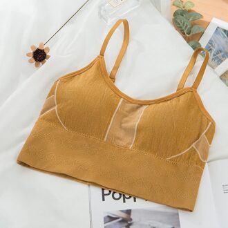 Athvotar Effen Kleur Naadloze V-hals Bralette Hemdje Push Up Verstelbare Crop Top Draadloze Vest Mouwloze Vrouwelijke Underwea geel