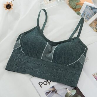 Athvotar Effen Kleur Naadloze V-hals Bralette Hemdje Push Up Verstelbare Crop Top Draadloze Vest Mouwloze Vrouwelijke Underwea groen