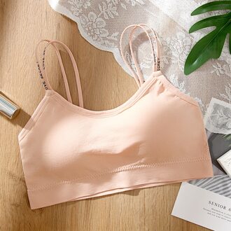 Athvotar Vrouwelijke Draadloze Beha Effen Bh Dunne Schouderriem Crop Top Comfortabele Backless Top Ondergoed roze bra