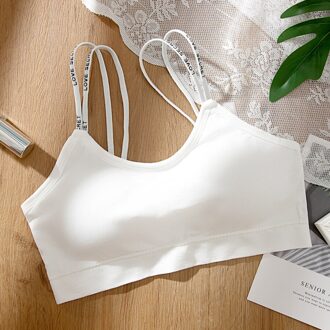 Athvotar Vrouwelijke Draadloze Beha Effen Bh Dunne Schouderriem Crop Top Comfortabele Backless Top Ondergoed wit bra